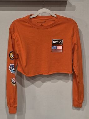 NASA Orange Crop Long-Sleeve Top with Patch Details